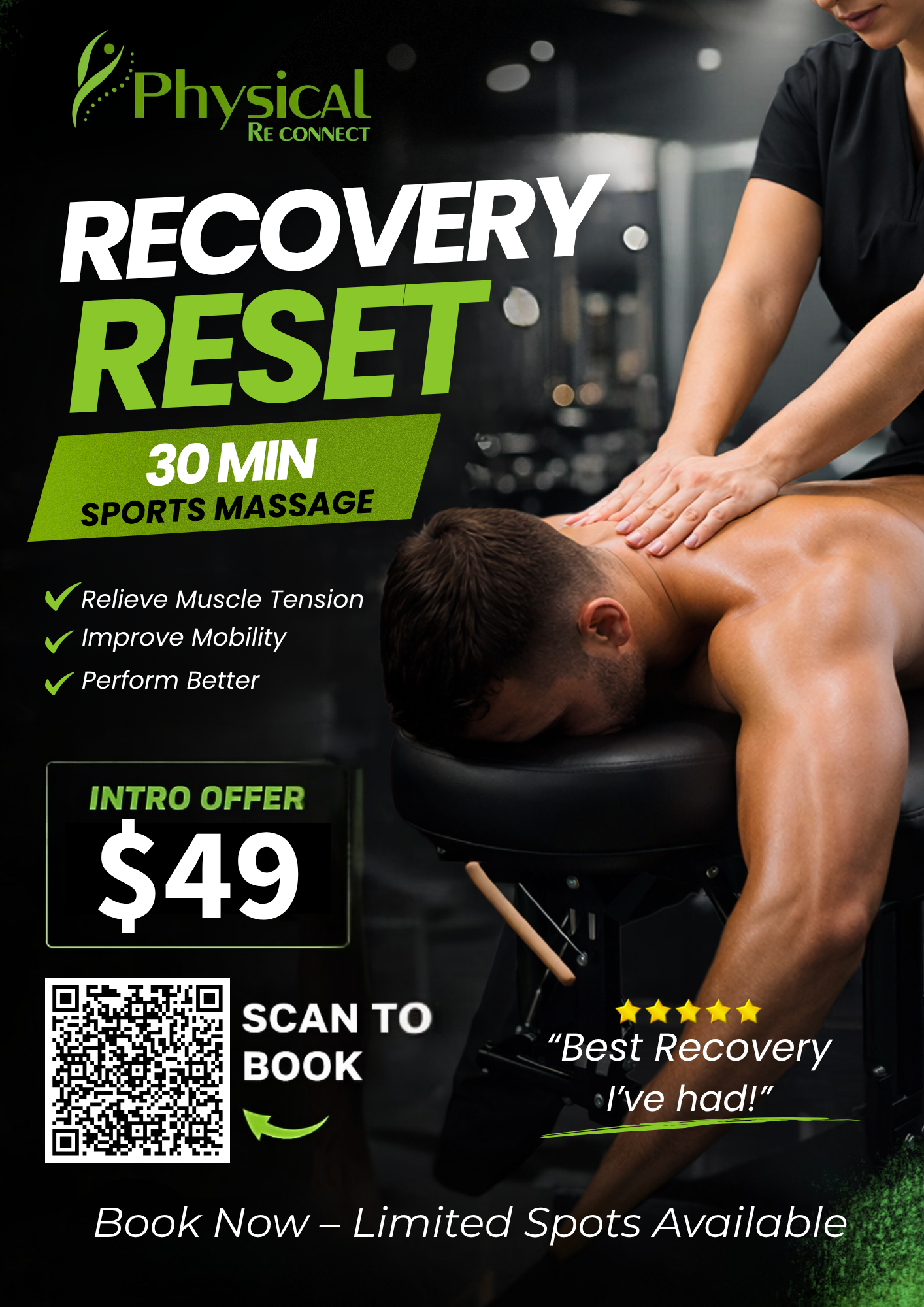 Recovery Reset – 30 Minute Sports Massage – Physical Re Connect